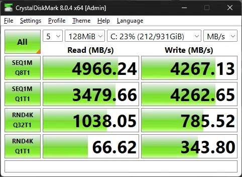 ASRock B760M STEEL LEGEND WiFi Crystal DiskMark test 4.
