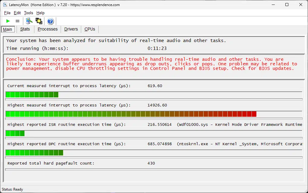 GIGABYTE AORUS Z790 ELITE X WiFi7 DPC latency test.