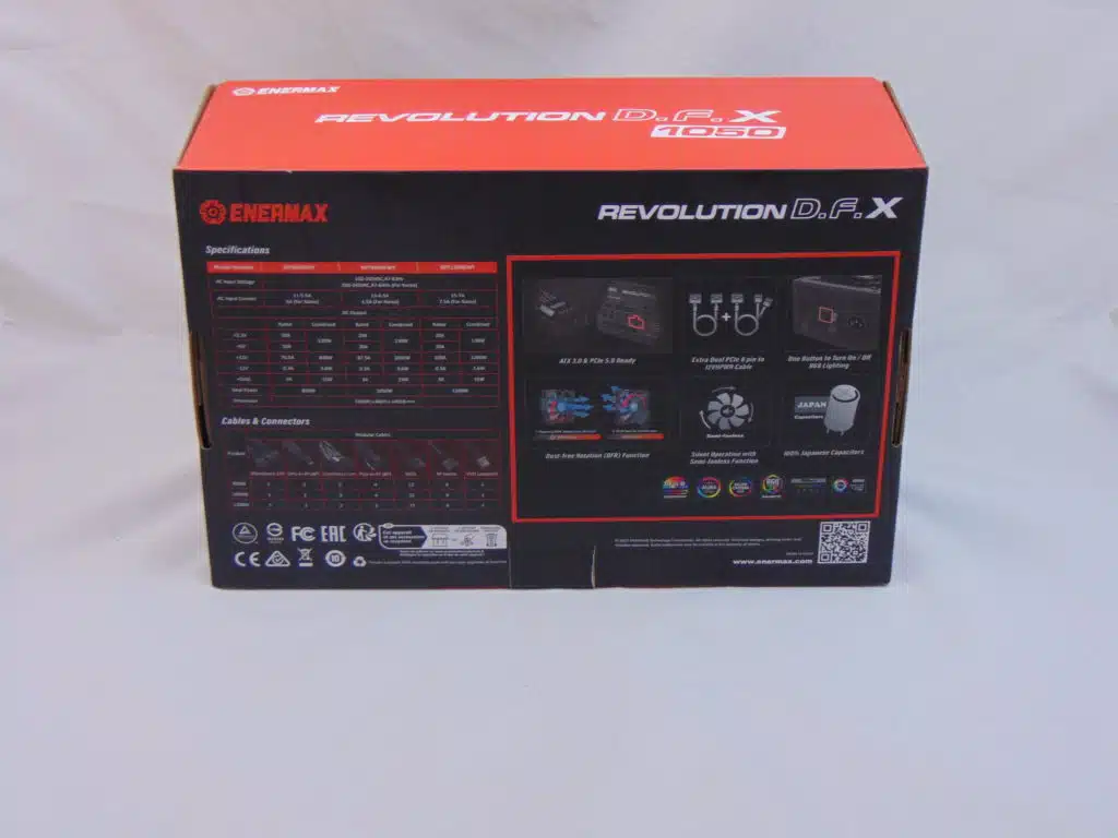 Enermax REVOLUTION D.F. X 1050W box rear