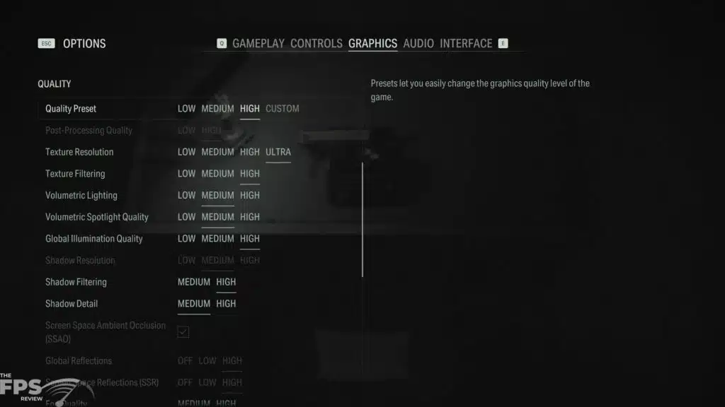 Alan Wake 2 Graphics Settings Screenshot High Quality