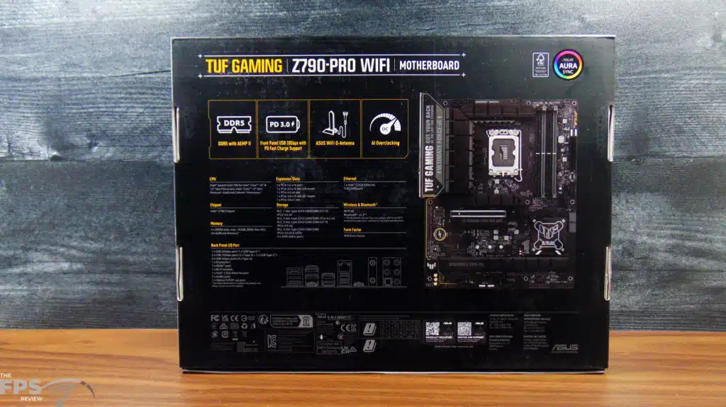 ASUS TUF GAMING Z790-PRO WIFI Motherboard Box Back