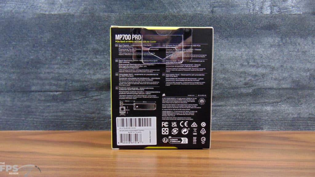 CORSAIR MP700 PRO with Air Cooler 2TB PCIe Gen5 M.2 NVMe SSD Box Back