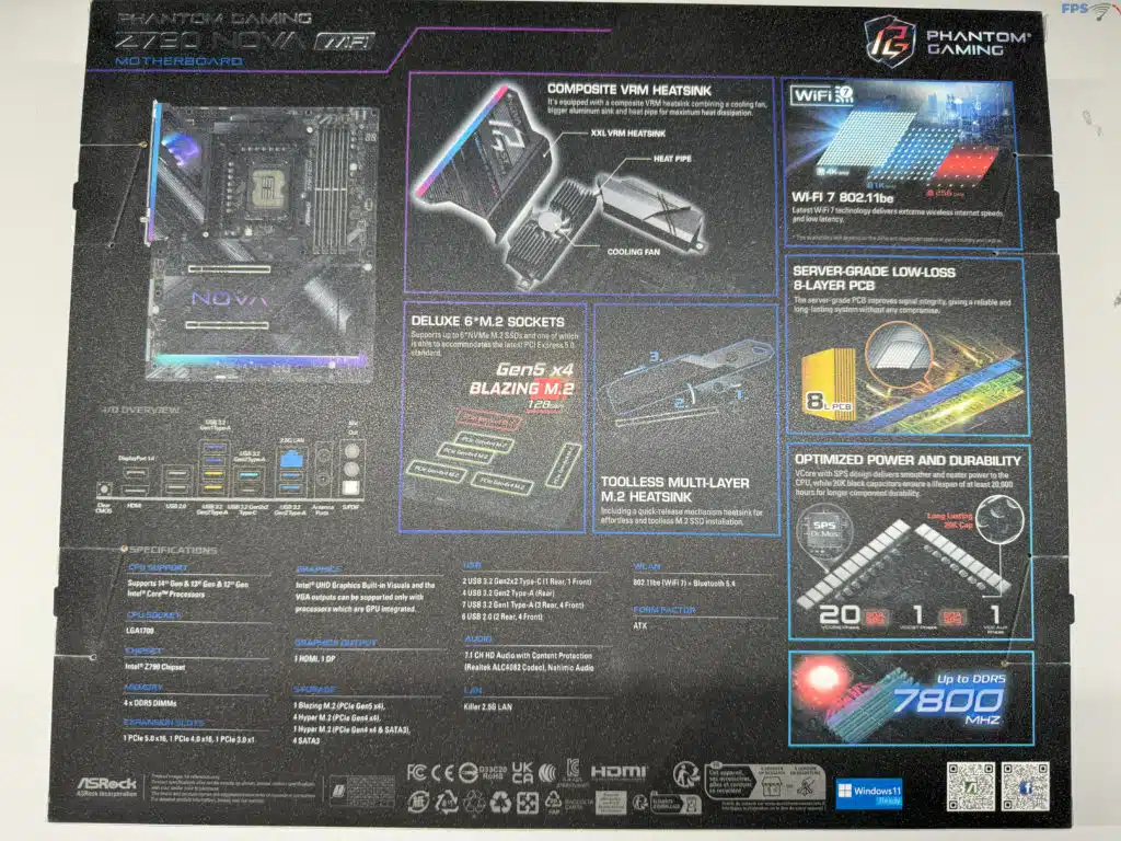ASRock Z790 NOVA WiFi Motherboard Box Back