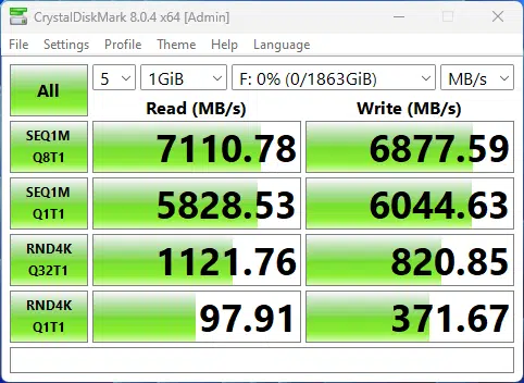 ASRock Z790 NOVA WiFi Motherboard M.2 Performance CrystalDiskMark Screenshot