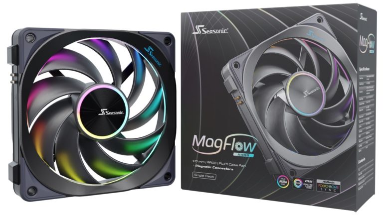 Seasonic Announces MagFlow 120mm ARGB Seamless Interlocking Fans Which Use One Pair of Cables for Power and Control