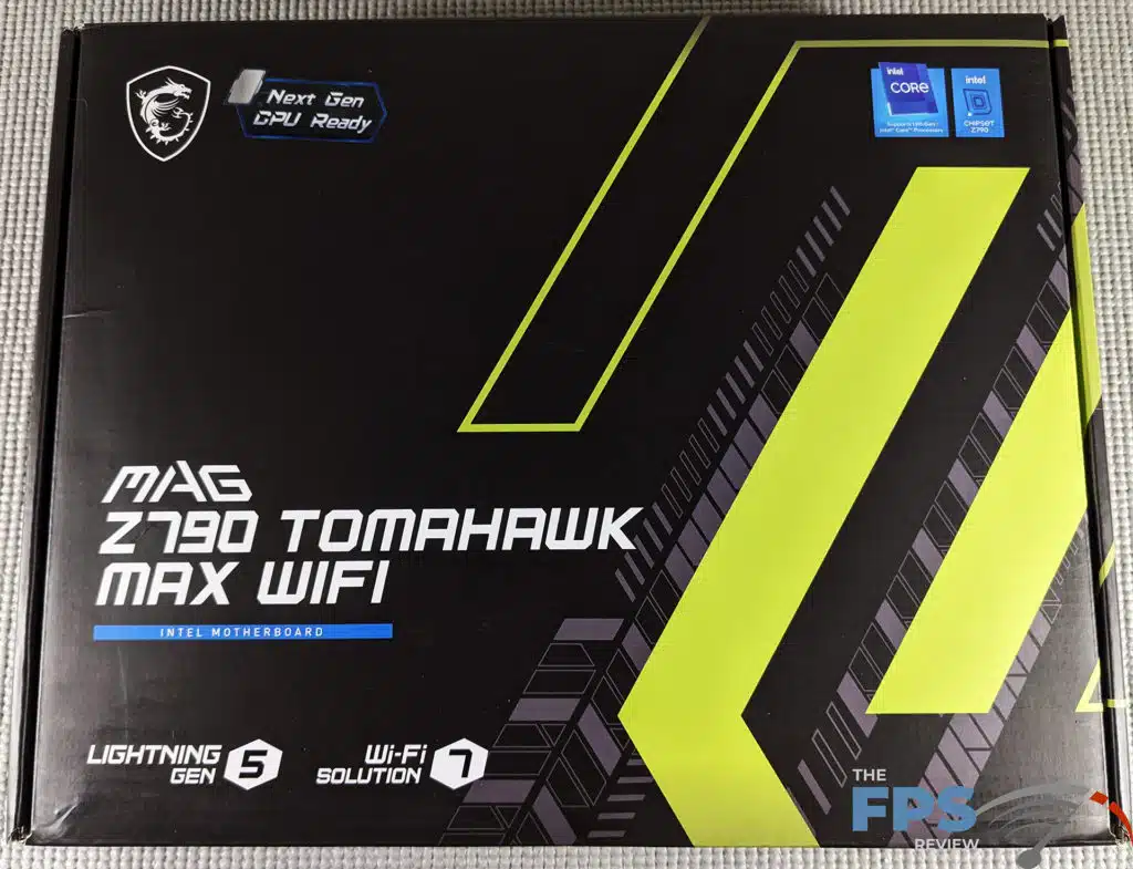 MSI MAG Z790 TOMAHAWK MAX WiFi motherboard box front.