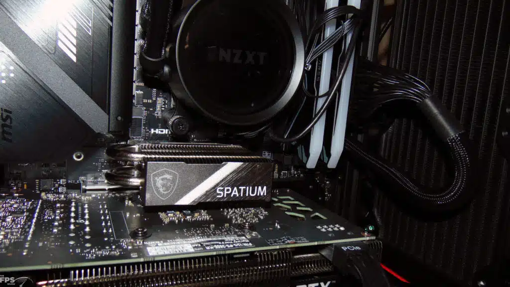 MSI SPATIUM M570 PRO FROZR 2TB PCIe Gen5 M.2 NVMe SSD Installed in Computer Straight On Photo
