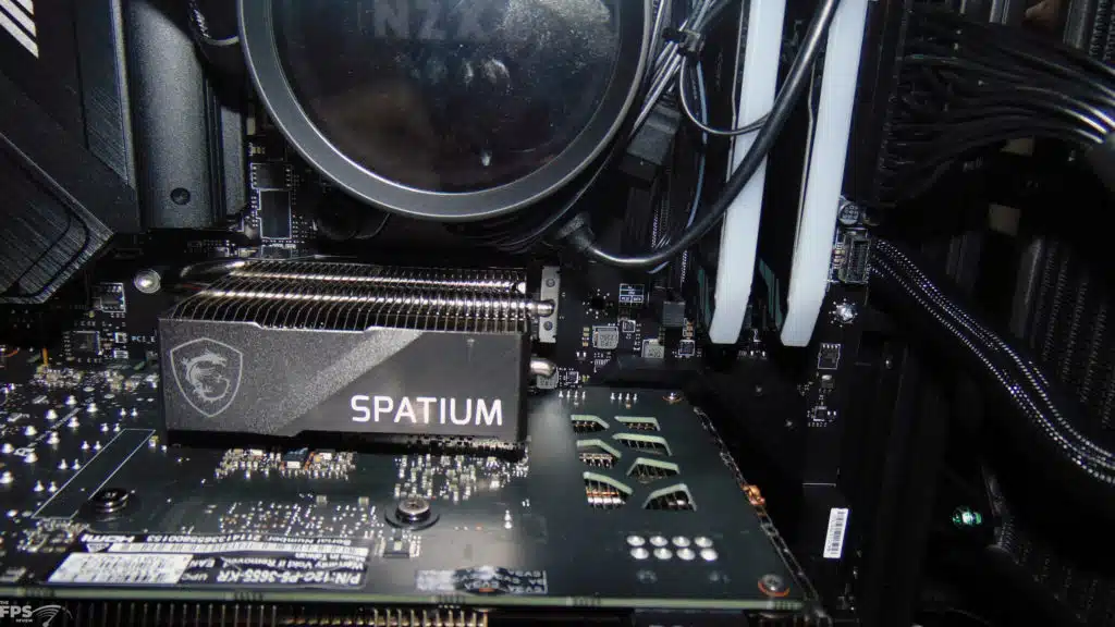 MSI SPATIUM M570 PRO FROZR 2TB PCIe Gen5 M.2 NVMe SSD Installed in Computer Closeup Straight On Photo