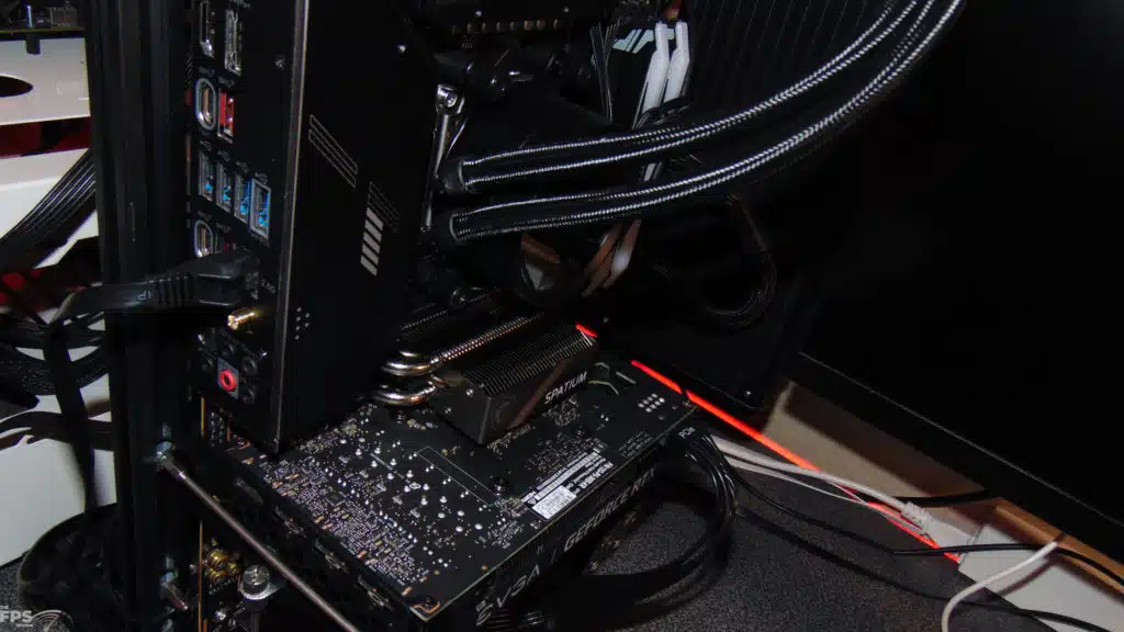 MSI SPATIUM M570 PRO FROZR 2TB PCIe Gen5 M.2 NVMe SSD Installed in Computer Top Down Photo