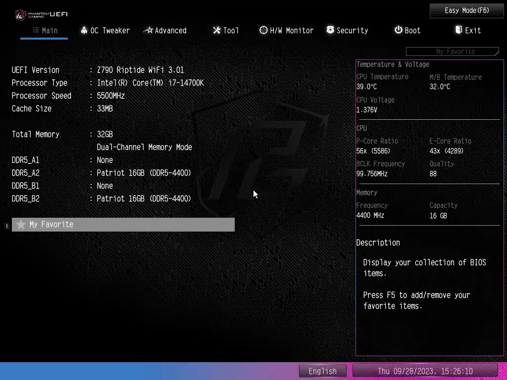 ASRock Phantom Gaming Z790 RIPTIDE WIFI BIOS