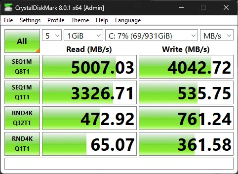 ASUS TUF GAMING Z790-PRO WiFi Crystal Diskmark results 4