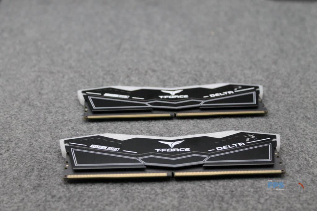 T-FORCE DELTA RGB DDR5 32GB (2x16GB) 7200MHz memory top down angled view of front