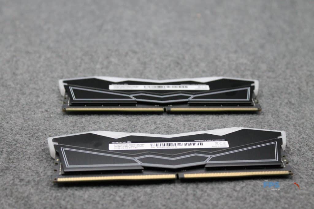T-FORCE DELTA RGB DDR5 32GB (2x16GB) 7200MHz memory top down angled view of rear