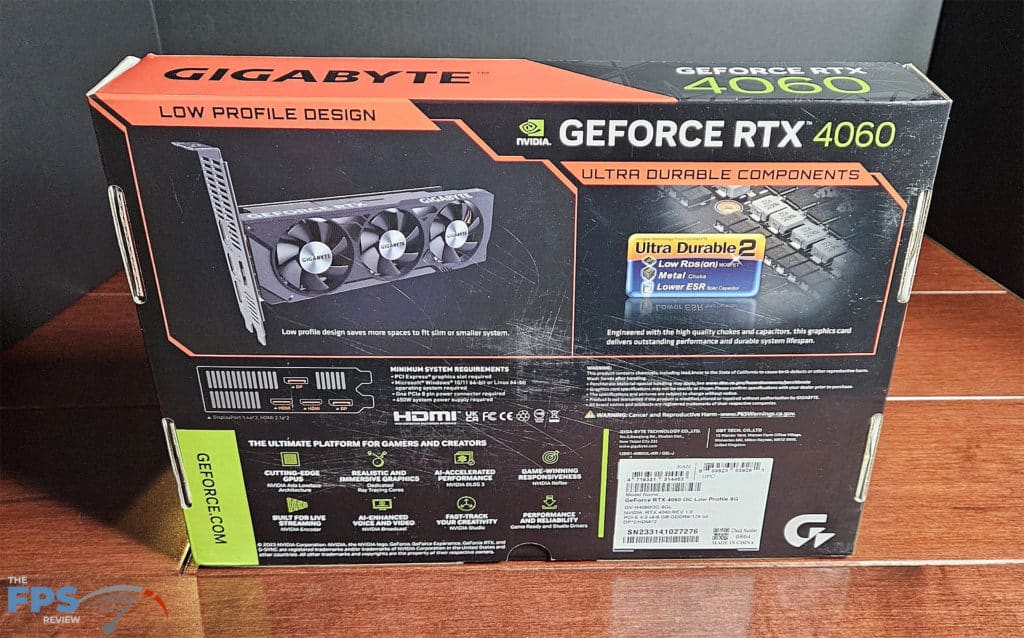 GIGABYTE GeForce RTX 4060 OC Low Profile: box rear