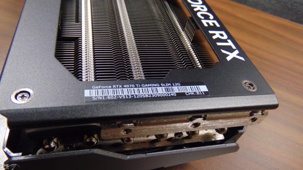 MSI GeForce RTX 4070 Ti GAMING SLIM 12G Video Card Closeup of Label