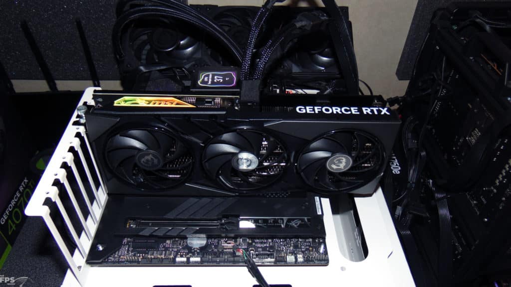 MSI GeForce RTX 4070 Ti GAMING SLIM 12G Video Card Installed in Computer Front Angled View