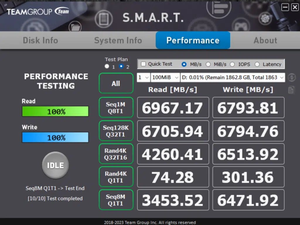 TEAMGROUP T-FORCE CARDEA A440 PRO 2TB PCIe Gen4 M.2 NVMe SSD SSD S.M.A.R.T. TOOL
