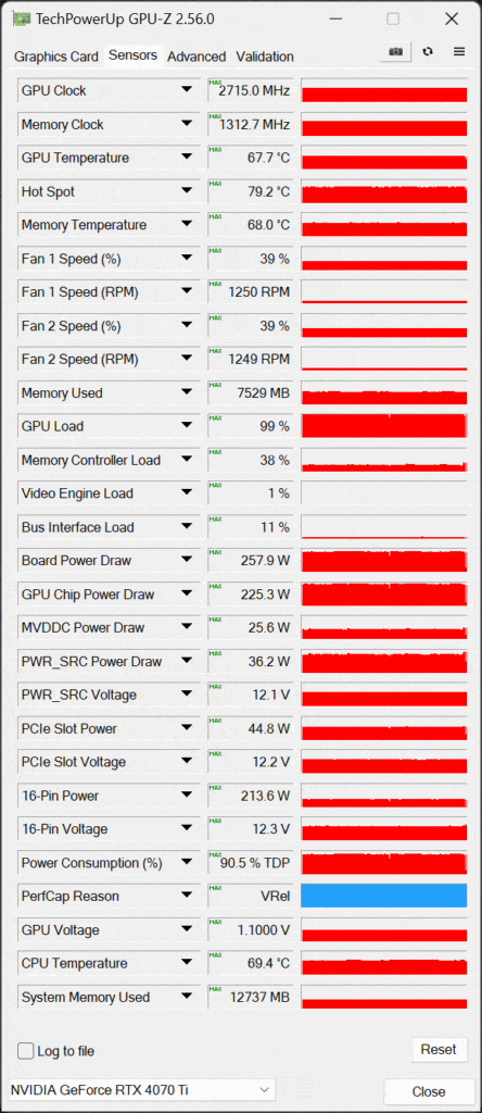 MSI GeForce RTX 4070 Ti GAMING SLIM Default GPUz Data Screenshot