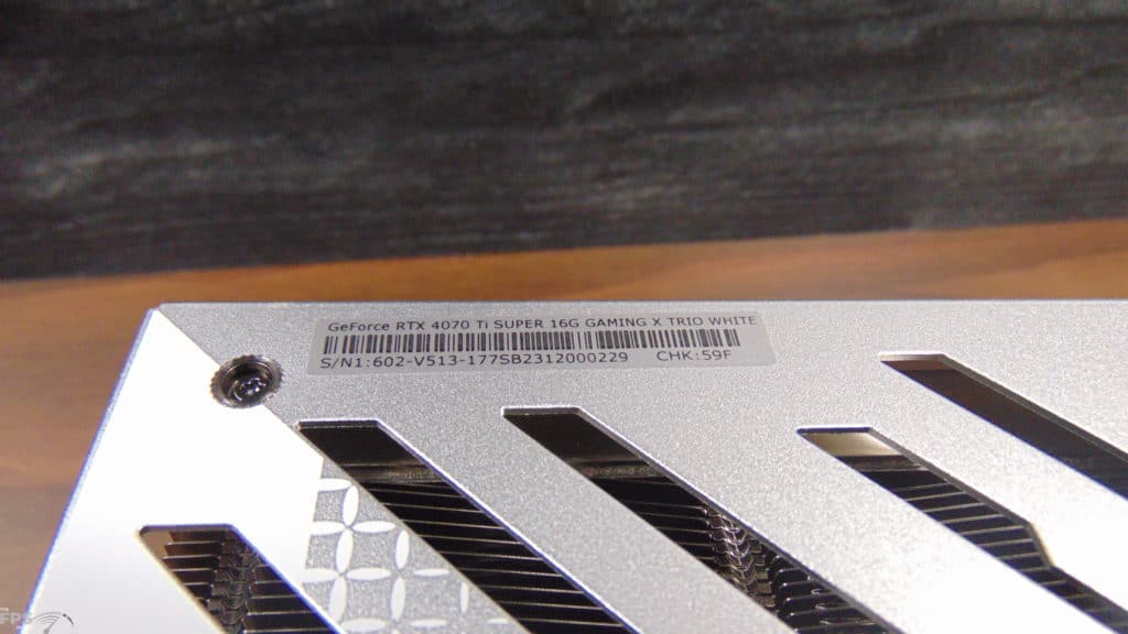 MSI GeForce RTX 4070 Ti SUPER GAMING X TRIO WHITE Label