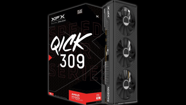 XFX Speedster QICK 309 Radeon RX 7600 XT Black Edition Video Card and Box