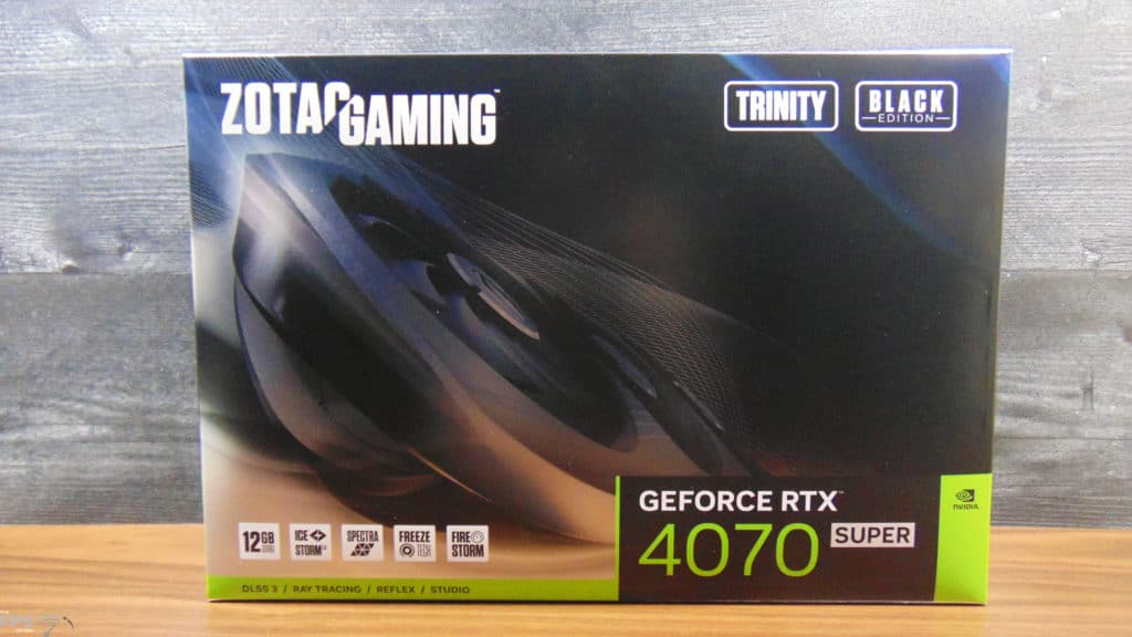 ZOTAC GAMING GeForce RTX 4070 SUPER Trinity Black Edition Video Card Box Front