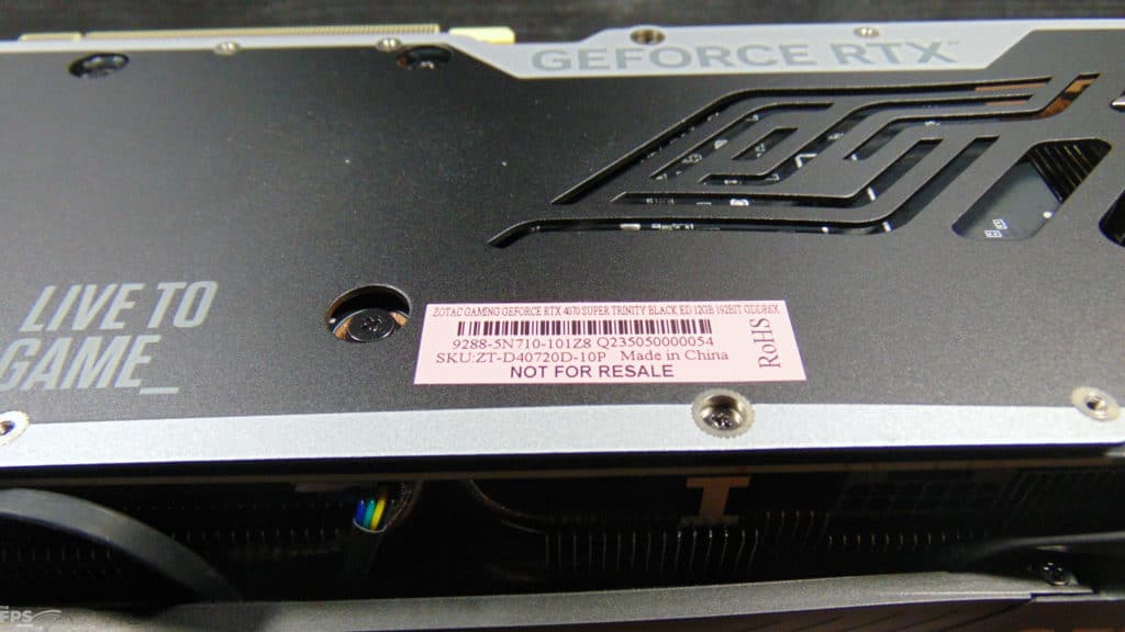 ZOTAC GAMING GeForce RTX 4070 SUPER Trinity Black Edition Video Card Label
