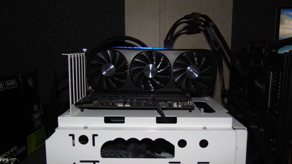 ZOTAC GAMING GeForce RTX 4070 SUPER Trinity Black Edition Video Card Installed in Computer with RGB