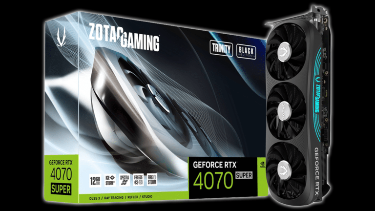 ZOTAC GAMING GeForce RTX 4070 SUPER Trinity Black Edition Video Card and Box