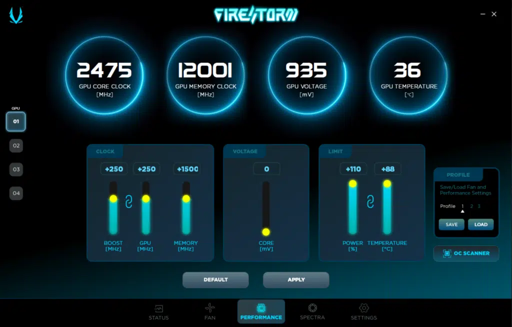 ZOTAC GAMING GeForce RTX 4070 SUPER Trinity Black Edition FireStorm Overclock Screenshot
