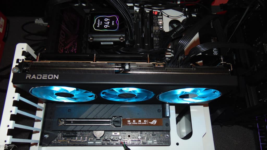 PowerColor Hellhound Radeon RX 7900 GRE in Computer with ice blue RGB