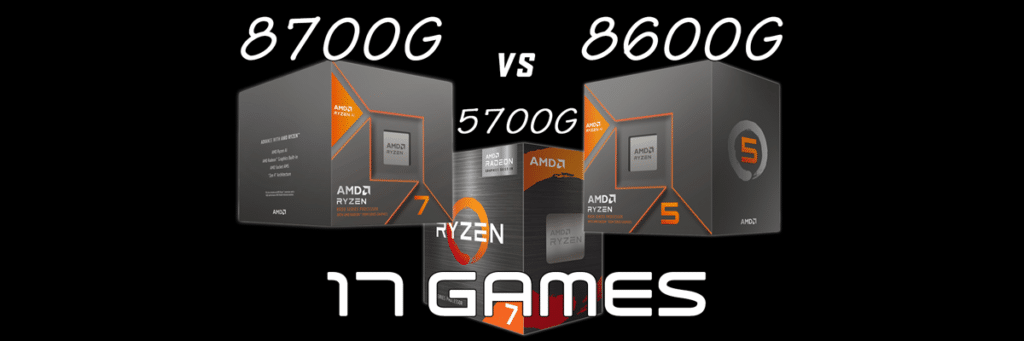 AMD Ryzen 7 8700G Box and AMD Ryzen 5 8600G Box and AMD Ryzen 7 5700G Box with White Text