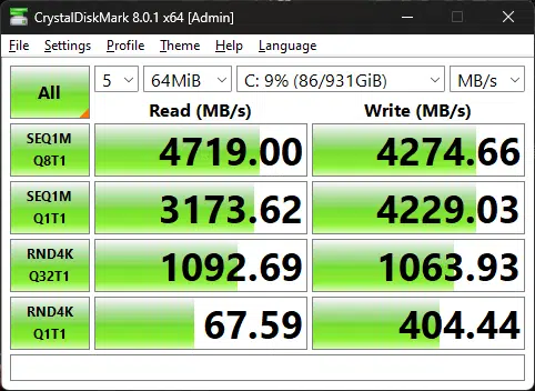 ASROCK Z790 PG LIGHTNING Crystal Disk Mark 1