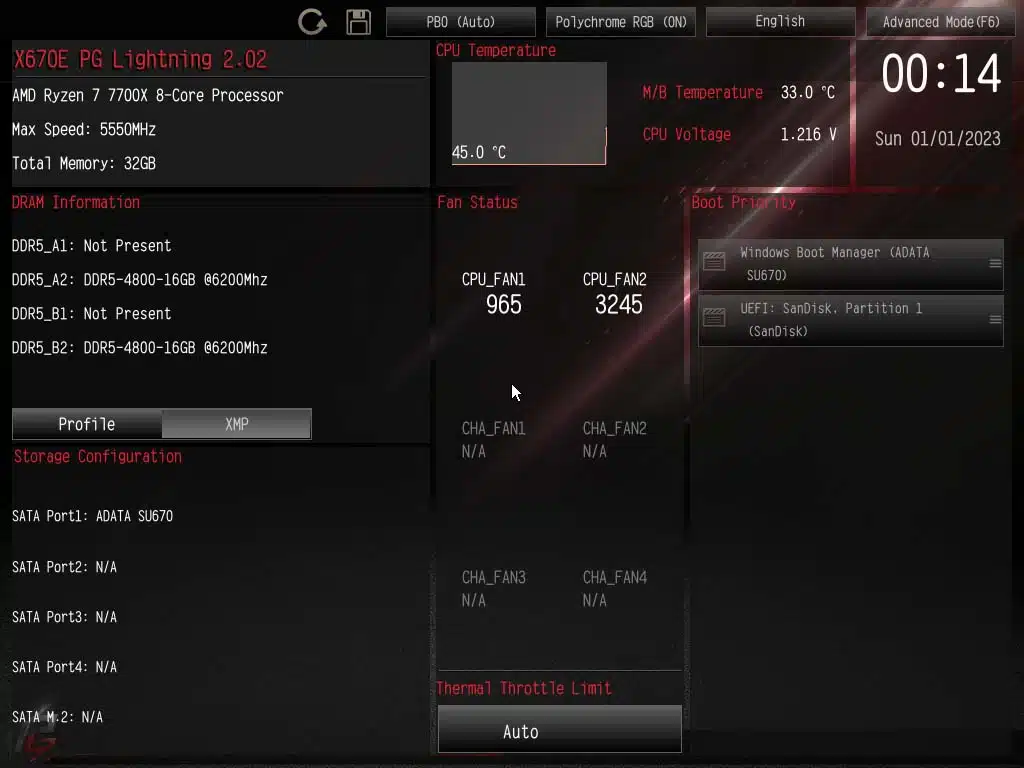 Bios screen
