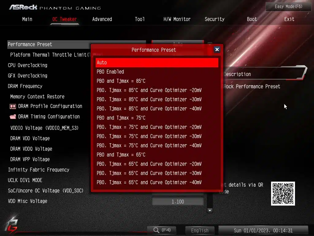 Bios screen