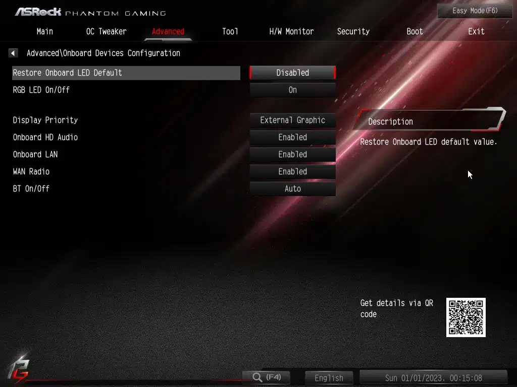 Bios screen