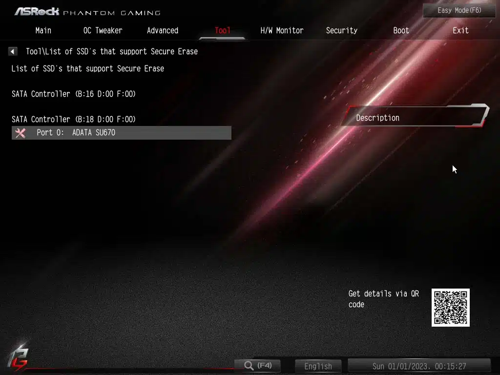 Bios screen