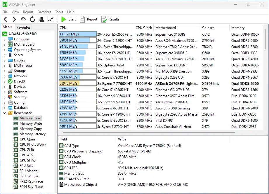 Memory read result