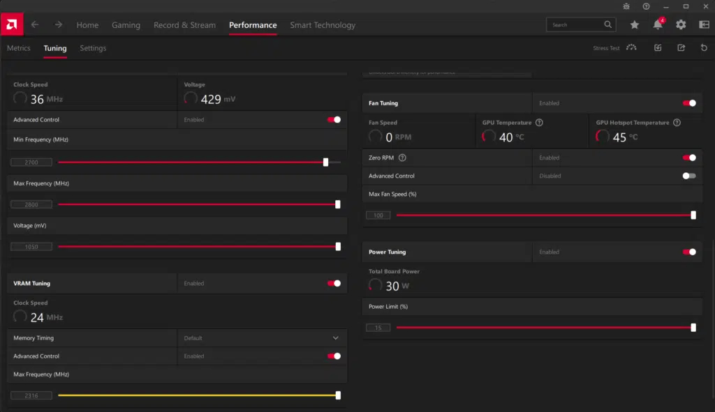 AMD Adrenalin Performance Tuning Overclock PowerColor Hellhound Radeon RX 7900 GRE Screenshot