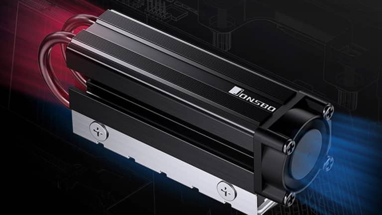 Jonsbo Launches M.2 2280 SSD Active Cooler with Dual Heat Pipes and a 10,000 RPM Fan