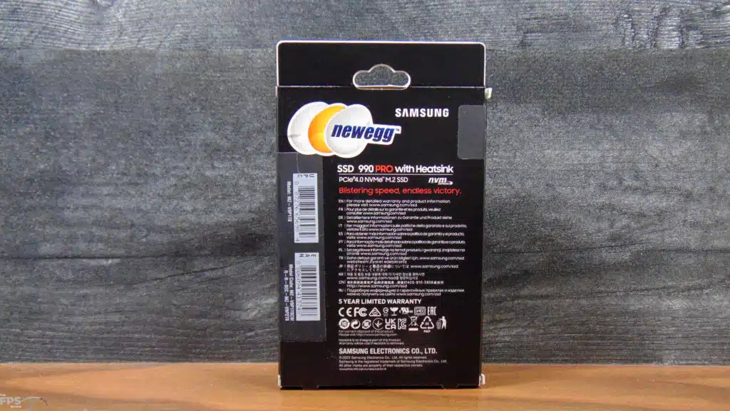 Samsung 990 PRO with Heatsink 1TB PCIe Gen4 M.2 NVMe SSD Box Back