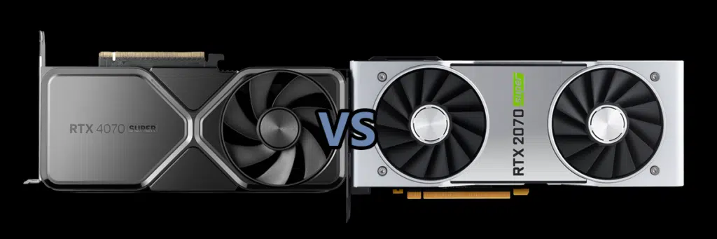 NVIDIA GeForce RTX 4070 SUPER Founders Edition On Left and NVIDIA GeForce RTX 2070 SUPER Founders Edition on Right