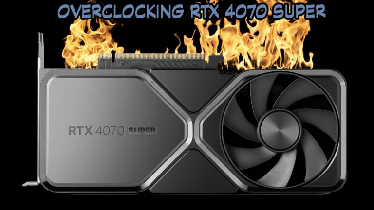 NVIDIA GeForce RTX 4070 SUPER Founders Edition video card with flames and blue text