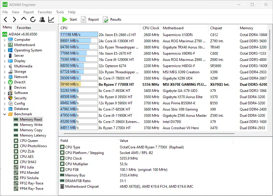 Memory read speed
