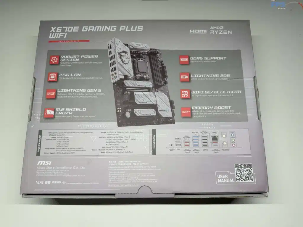 Rear of box