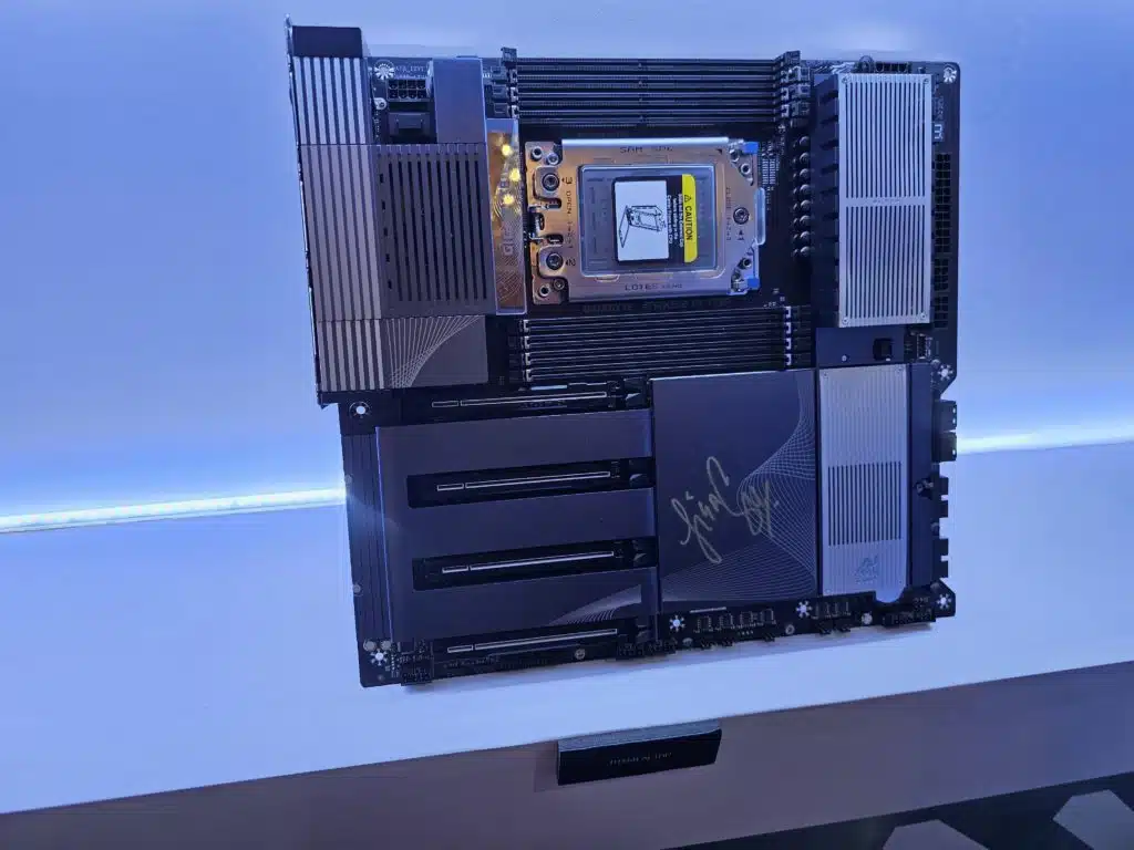 GIGABYTE TRX50 AI TOP motherboard with Dr. Lisa Su's signature