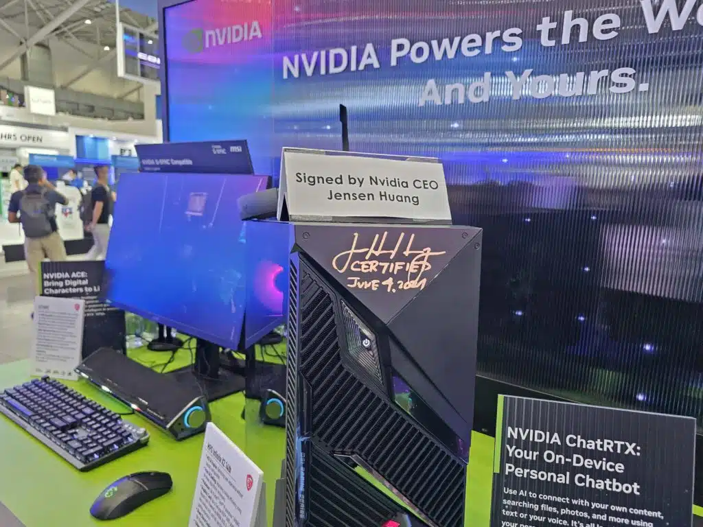 MSI Machine Powering ChatRTX Demo with Jensen Huang Signature