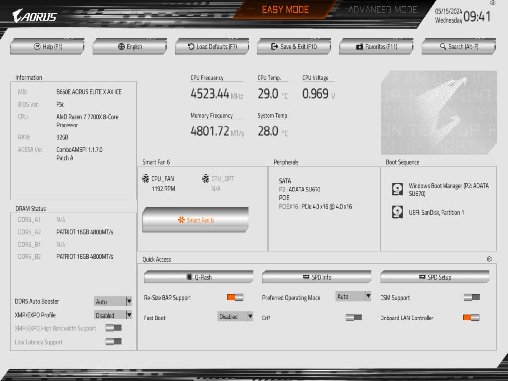 BIOS easy mode image