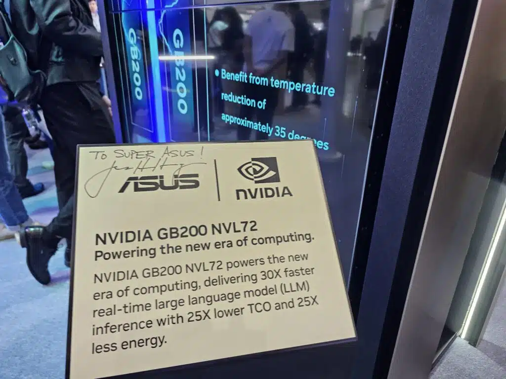 ASUS NVIDIA GB200 NVL72 Placard with Jensen Huang Signature
