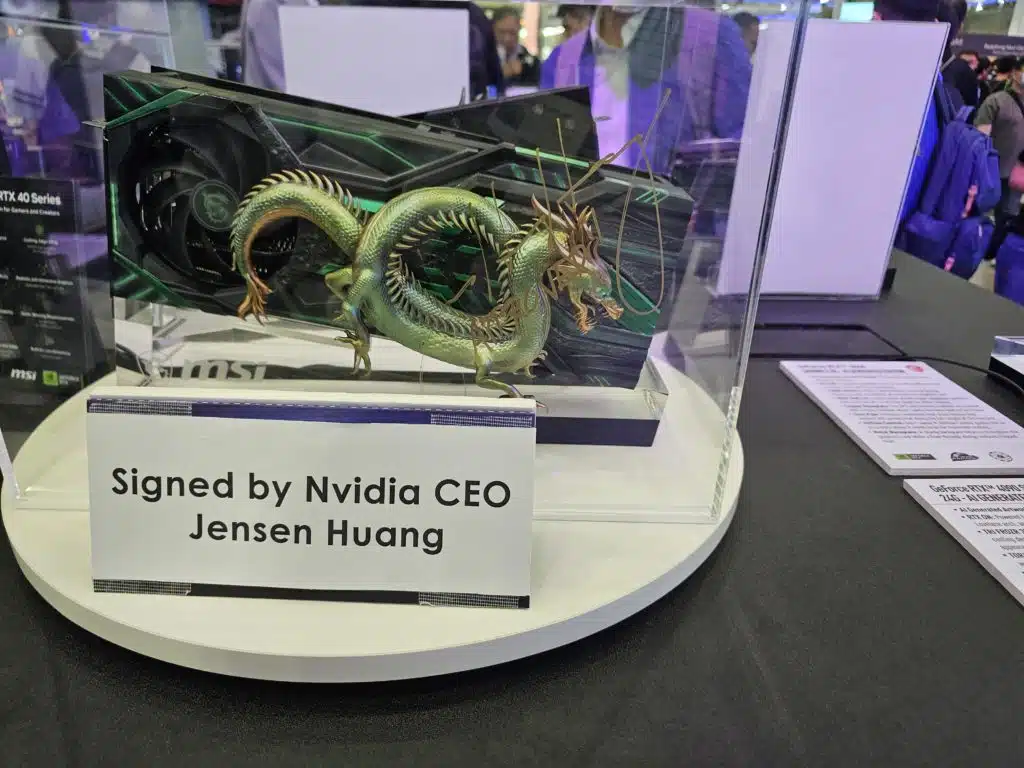 MSI Protective Plexiglass Case for a Graphics Card with Jensen Huang's Signature