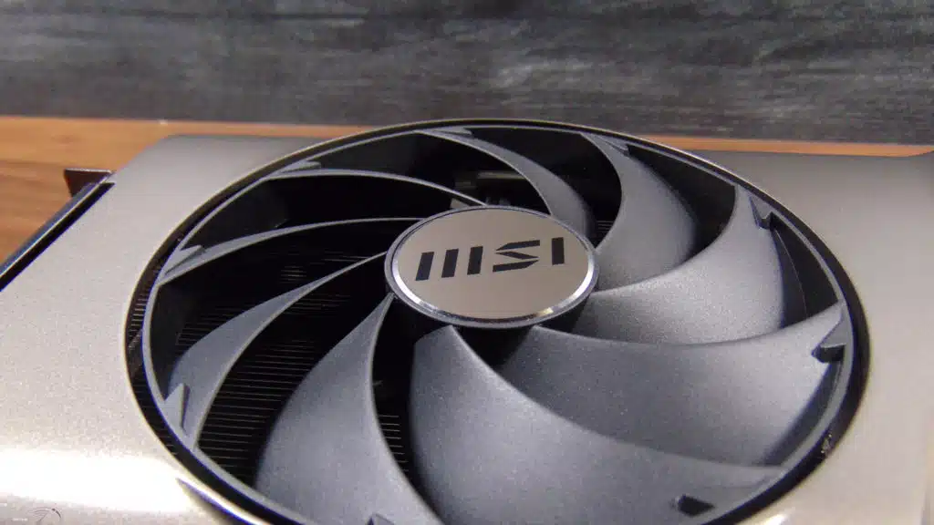 MSI GeForce RTX 4080 SUPER EXPERT Closeup of Fan on Front
